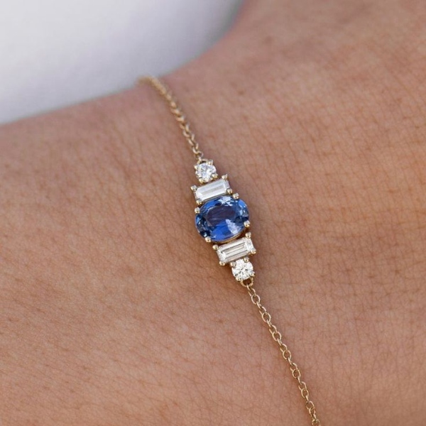 مدل دستبند مینیمال یاقوت و الماسی زیبا