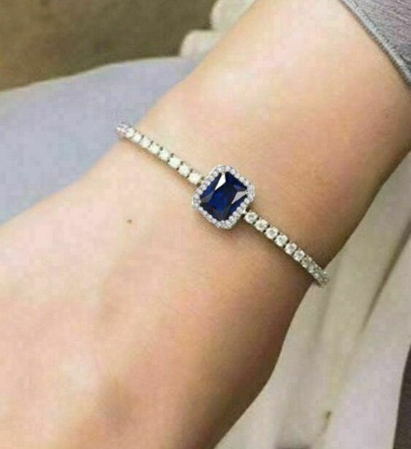 مدل دستبند الماسی با تک نگین یاقوتی زیبا