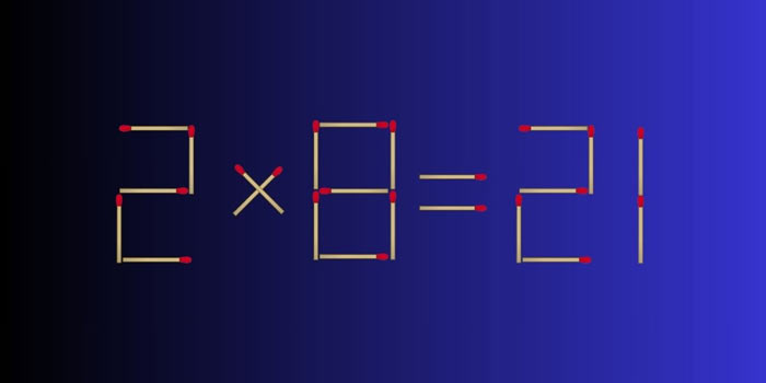 اگر فکر می‌کنی باهوشی با حرکت ۲ چوب کبریت معادله ۲۱=۸×۲ را درست کن!