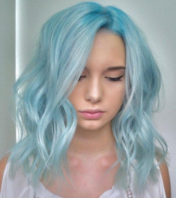 رنگ موی دخترانه آبی پاستلی زیبا