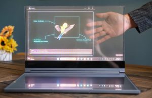 این شما و این هم اولین لپ‌ تاپ دنیا با نمایشگر شفاف microLED از لنوو