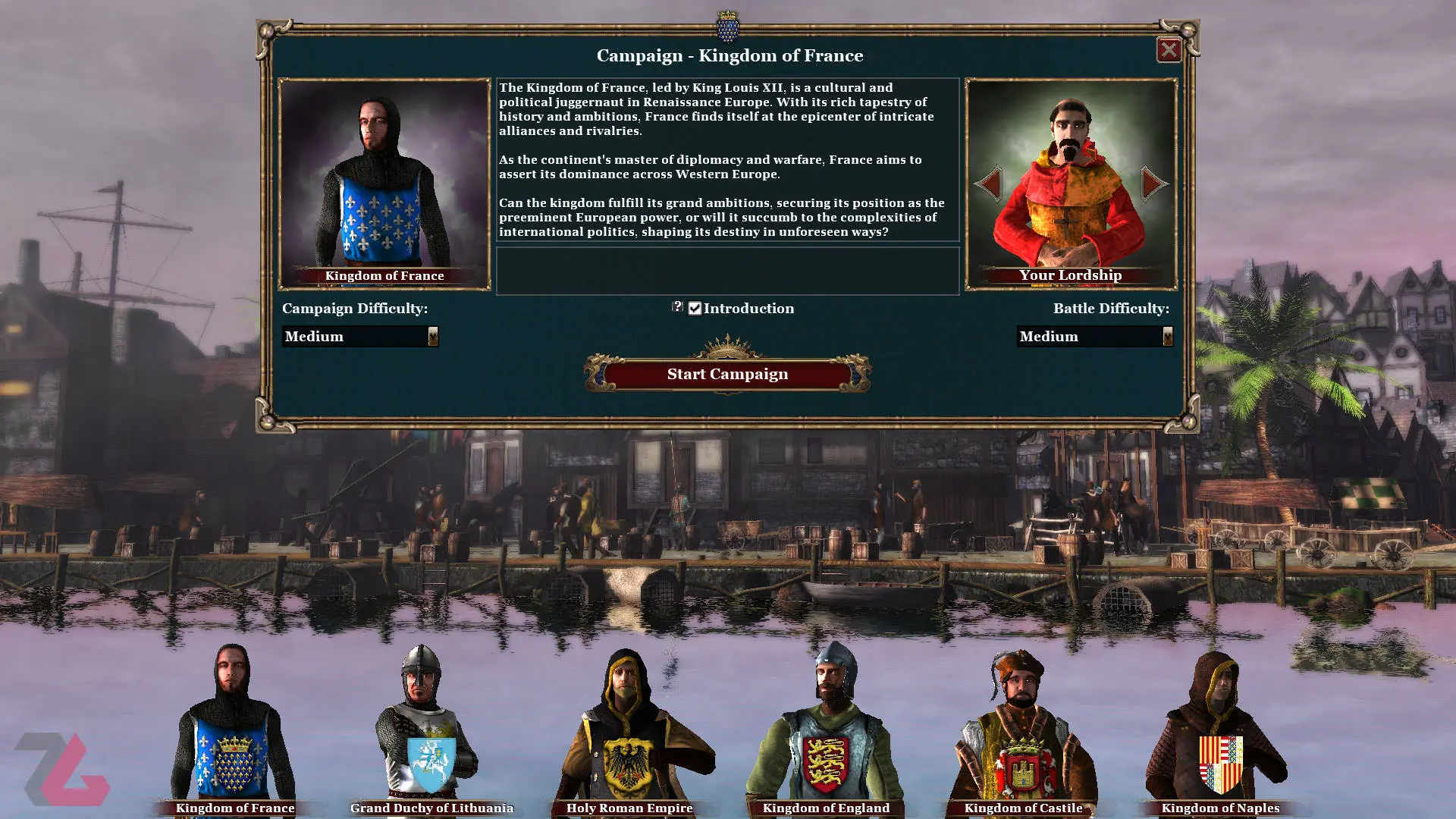 انتخاب فرمانده در بازی Renaissance Kingdom Wars