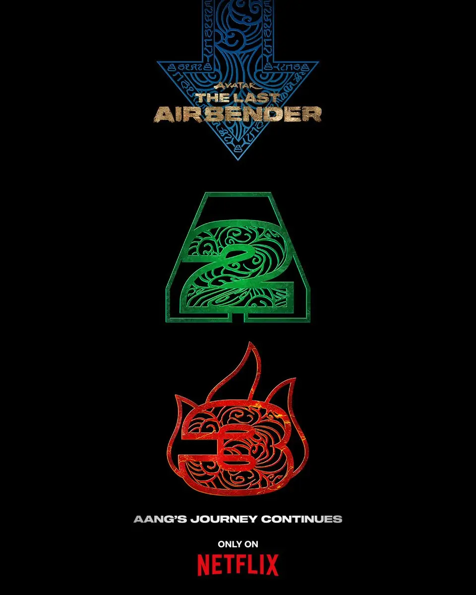پوستر خبر تمدید سریال Avatar: The Last Airbender برای فصل دوم و سوم