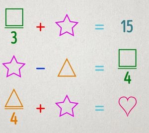 معمای ریاضی | اگه باهوشی ۳۰ ثانیه زمان داری که ارزش عددی مربع، ستاره، مثلث و قلب رو حساب کنی