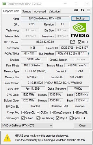 گونه های مختلف GeForce RTX 4070